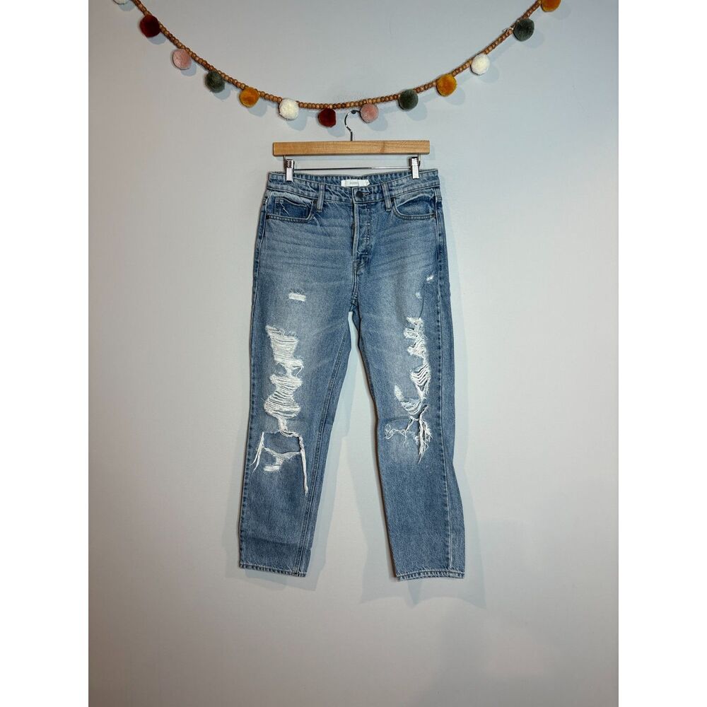 Hidden distressed ripped jeans
